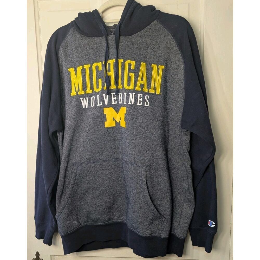 Champion Michigan Wolverines Fleece Graphic Hoodie Size Large (C)